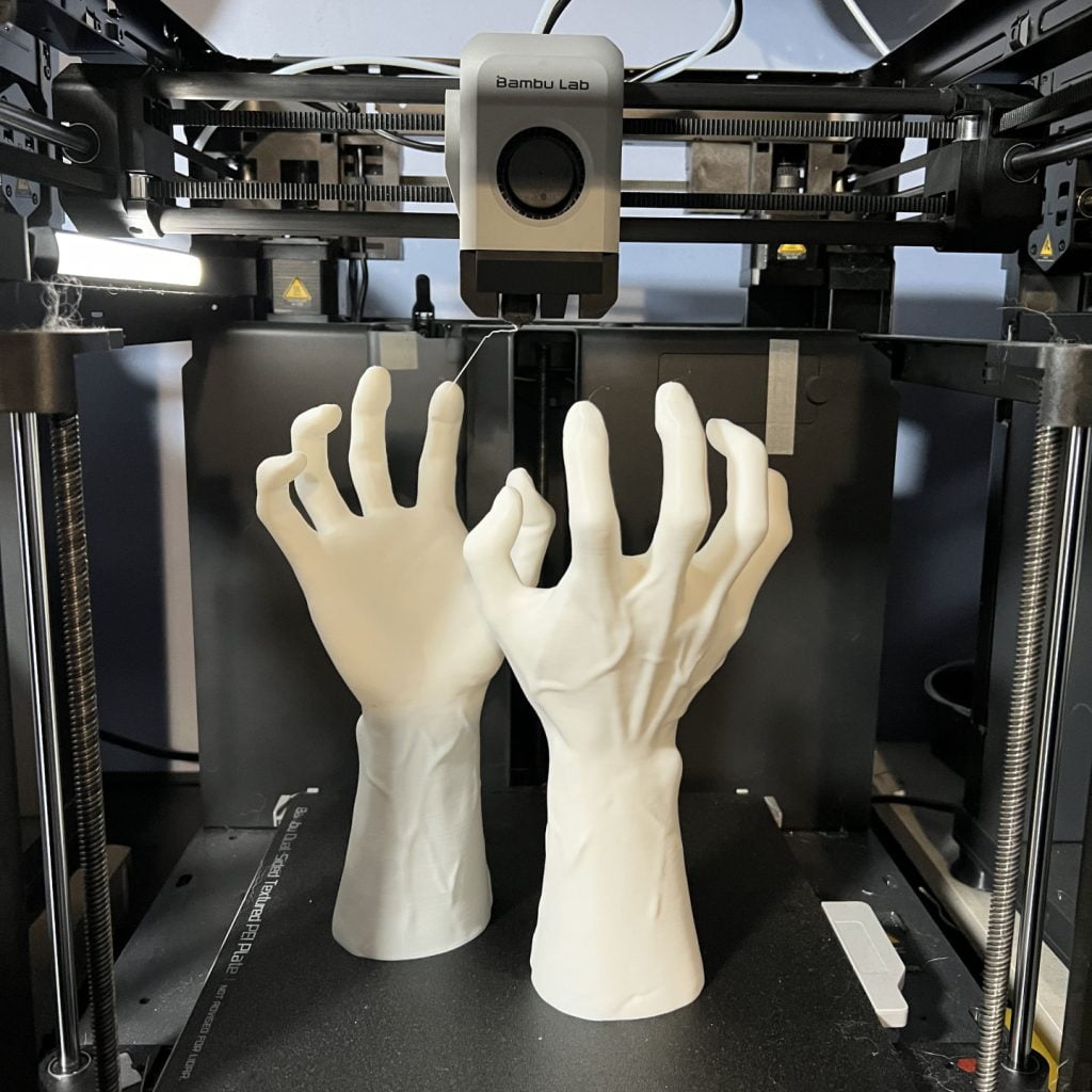Creepy hands printed in matte white PLA @ 0.24mm res